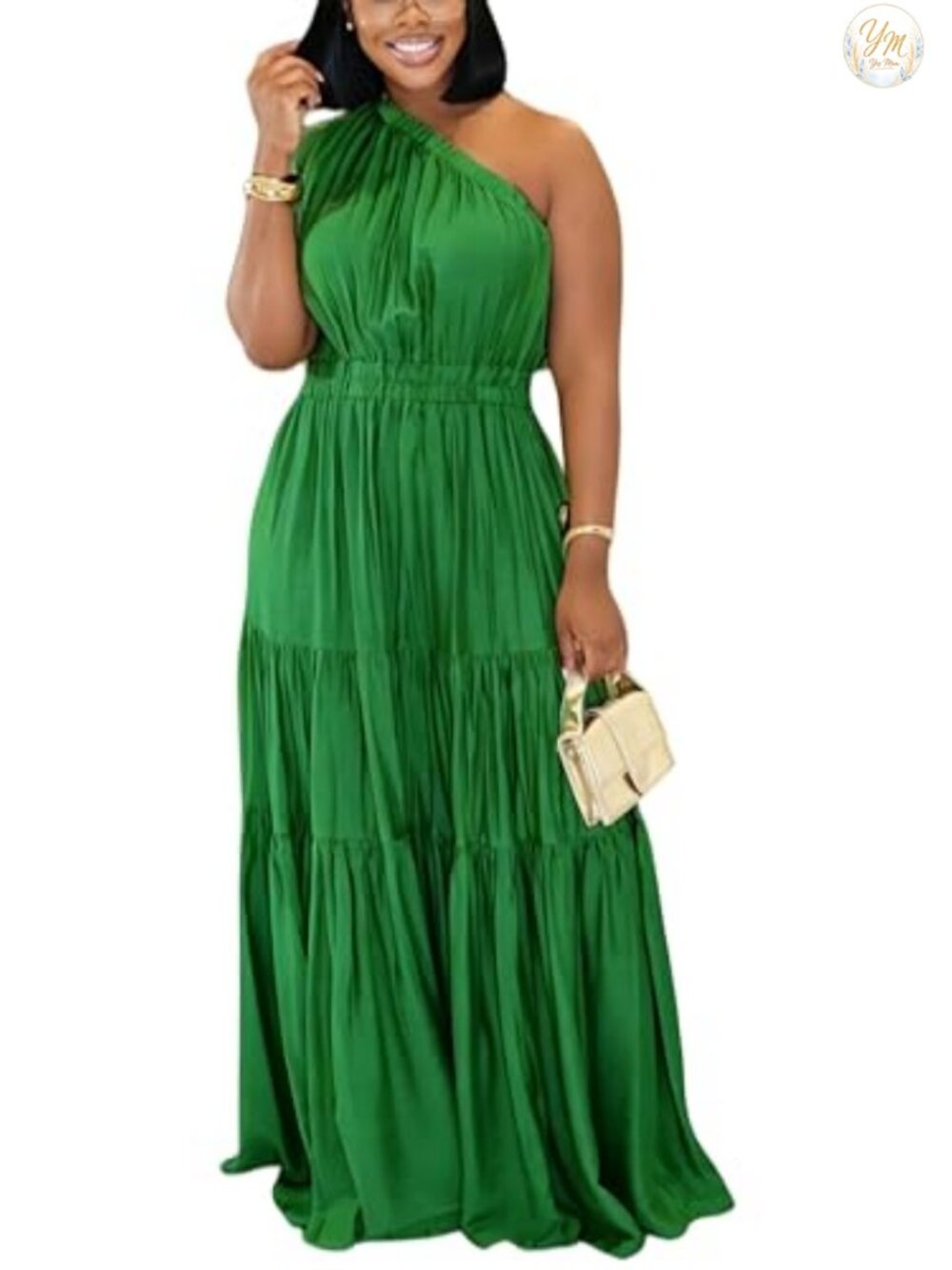 Women's One Shoulder Ruffle Sleeveless Maxi Dress Flowy A-Line Beach Boho